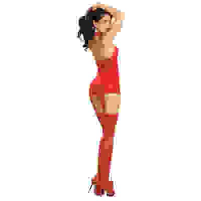Sheer Garter Dress - One Size - Red