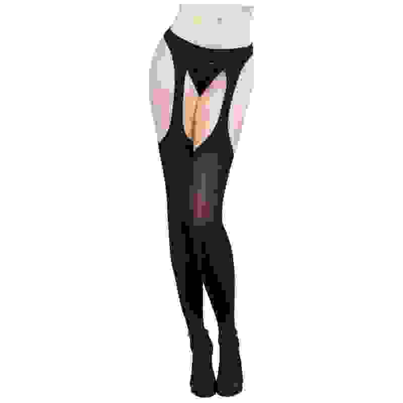 Sheer Suspender Pantyhose - One Size - Black