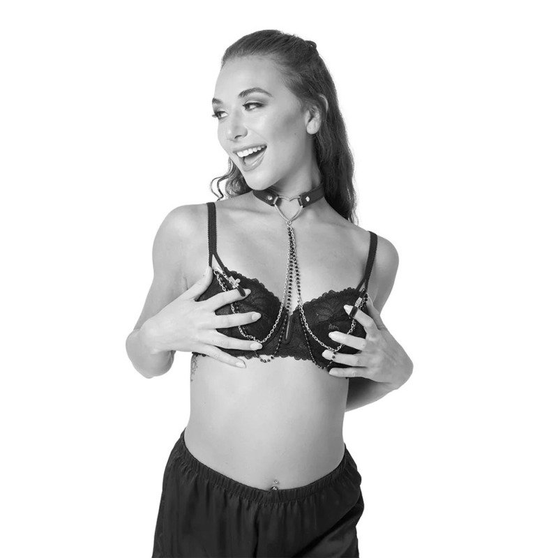 Amor Collar With Nipple Clamps - Black - Image 4
