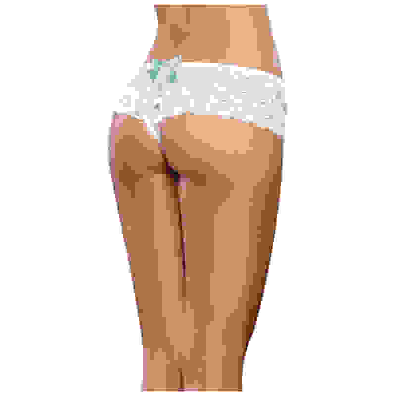 Open Crotch Lace Boy Short - Medium - White