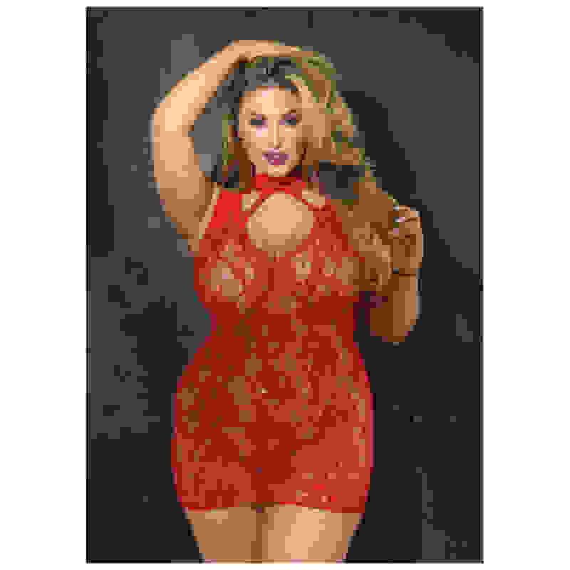 Stretch Lace Chemise - Queen Size - Red