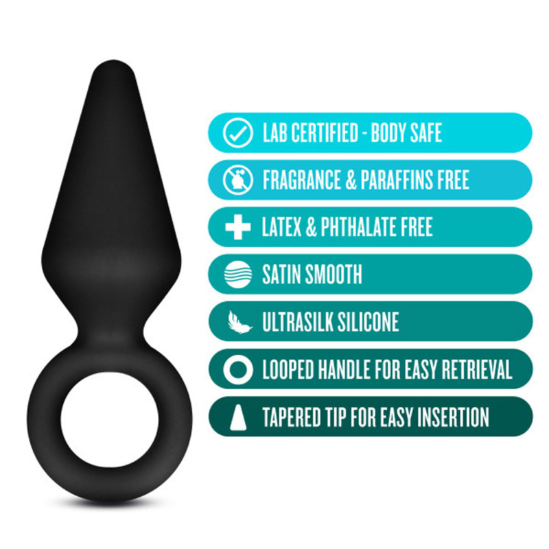 Anal Adventures - Platinum - Silicone Loop Plug - Small - Black - Image 3