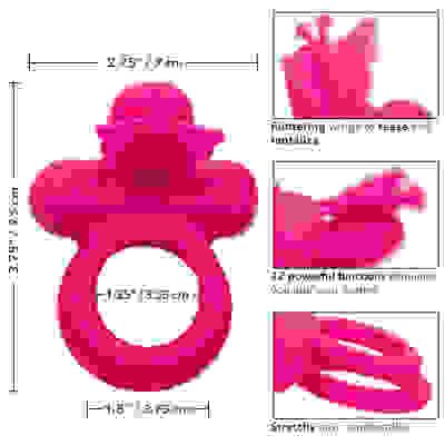 Silicone Rechargeable Dual Butterfly Ring - Pink