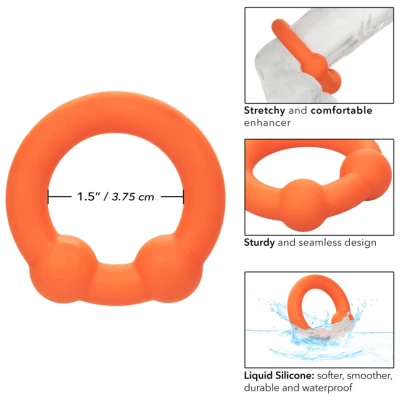 Alpha Liquid Silicone Dual Ball Ring - Orange Orange