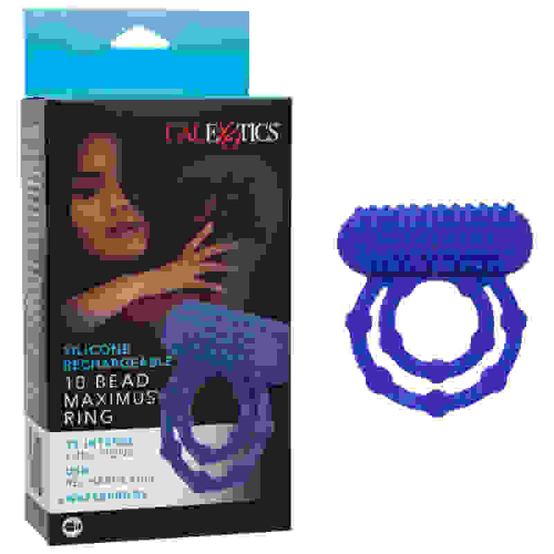 Silicone Rechargeable 10 Bead Maximus Ring - Blue