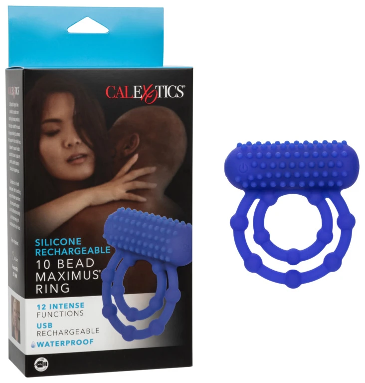 Silicone Rechargeable 10 Bead Maximus Ring - Blue