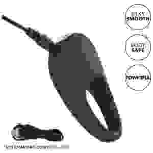 Silicone Rechargeable Pleasure Ring - Black - Black