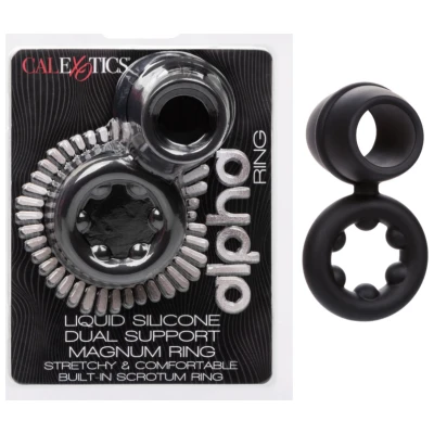 Alpha Liquid Silicone Dual Support Magnum Ring - Black