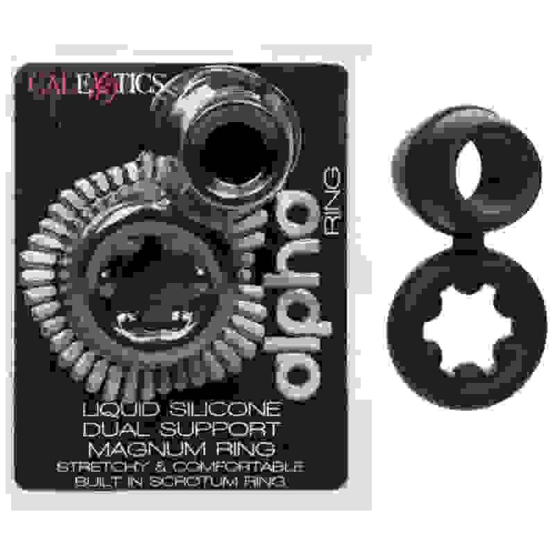 Alpha Liquid Silicone Dual Support Magnum Ring - Black