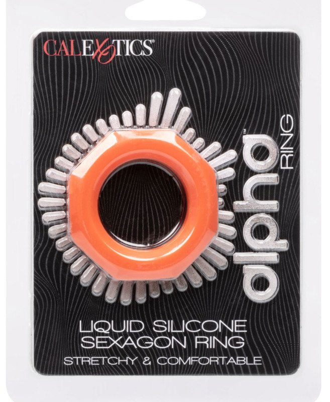 Alpha Liquid Silicone Sexagon Ring - Orange - Image 3