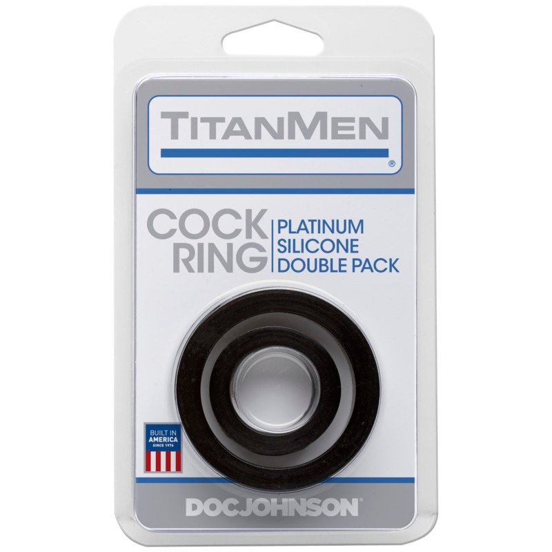 Titanmen Cock Ring Platinum Silicone Double Pack - Black - Image 2