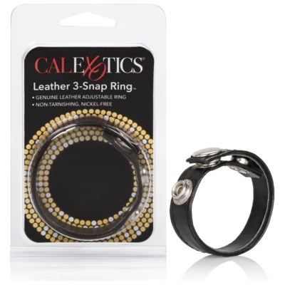 Leather Black 3-Snap Ring