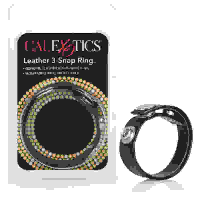 Leather Black 3-Snap Ring
