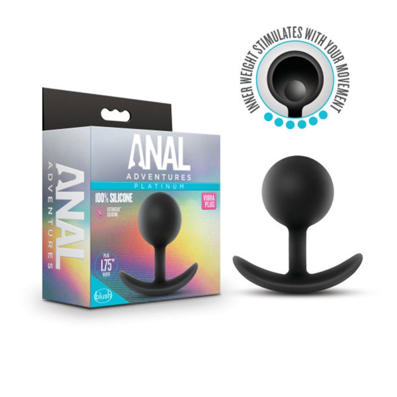 Anal Adventures - Platinum - Silicone Vibra Plug - Black - Image 2