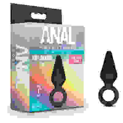 Anal Adventures - Platinum - Silicone Loop Plug - Small - Black