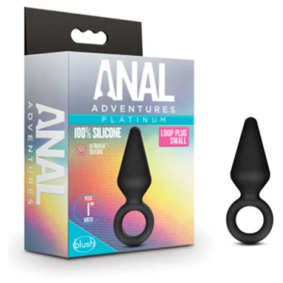 Anal Adventures - Platinum - Silicone Loop Plug - Small - Black