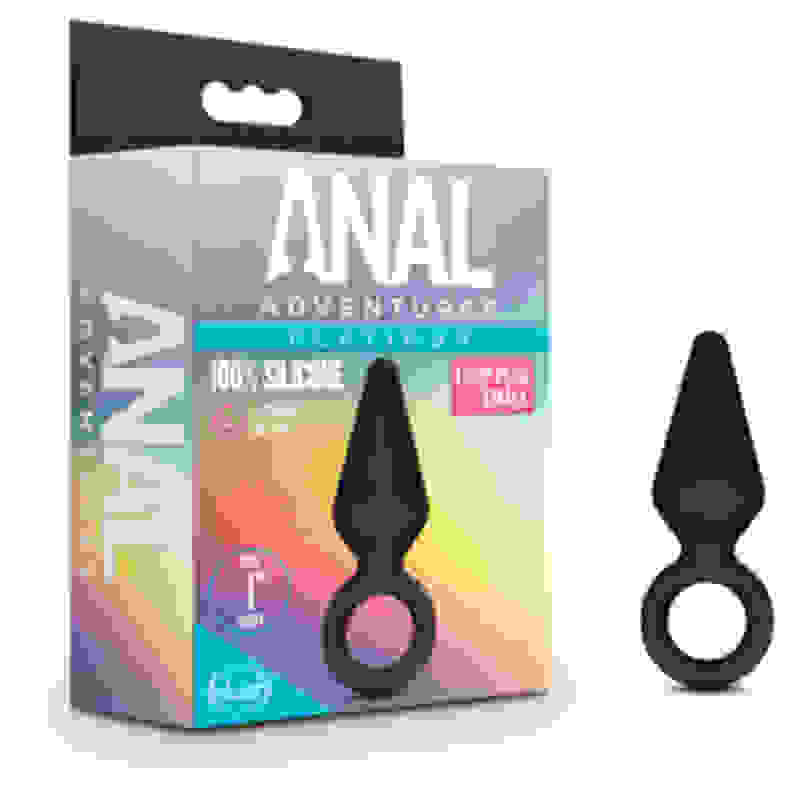 Anal Adventures - Platinum - Silicone Loop Plug - Small - Black