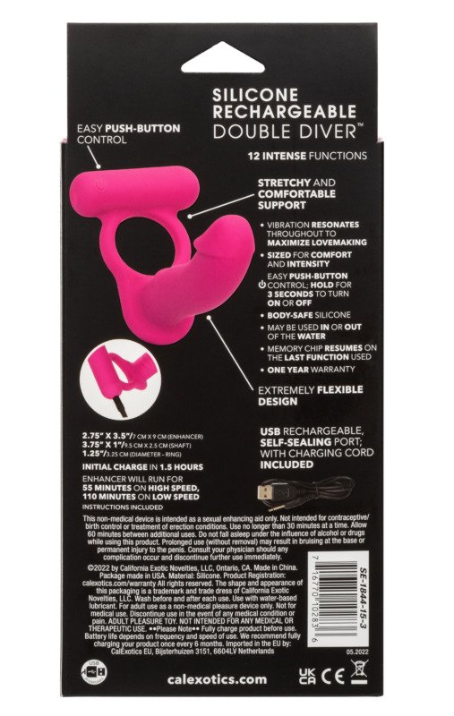 Silicone Rechargeable Double Diver - Pink - Image 2
