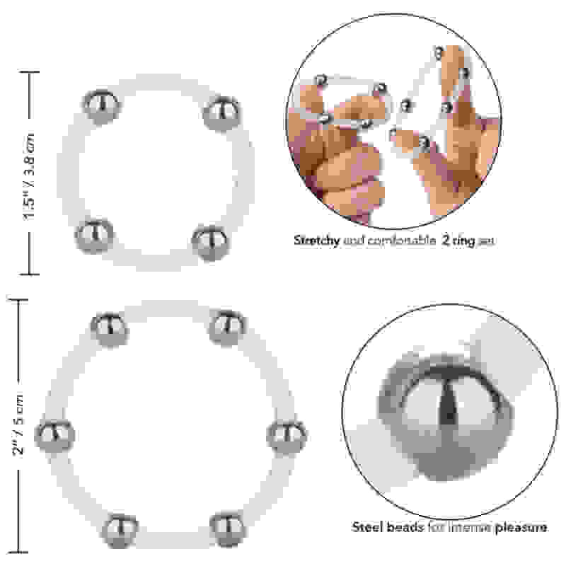 Steel Beaded Silicone Ring Set