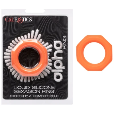 Alpha Liquid Silicone Sexagon Ring - Orange