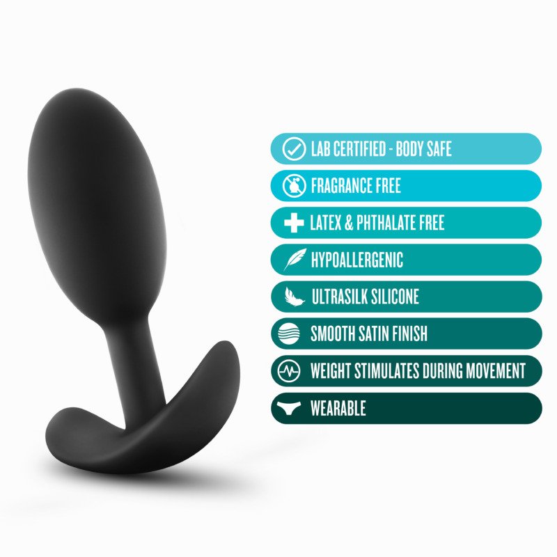 Anal Adventures - Platinum - Silicone Vibra Slim Plug -Medium - Black - Image 3