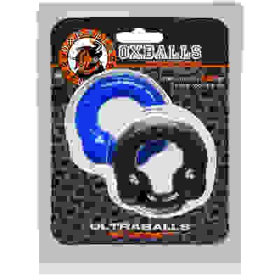Ultraballs 2- Piece Cockring Set - Black & Police Blue