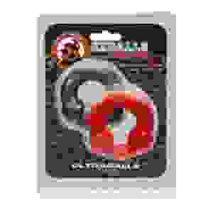Ultraballs 2-Piece Cockring Set - Steel & Red