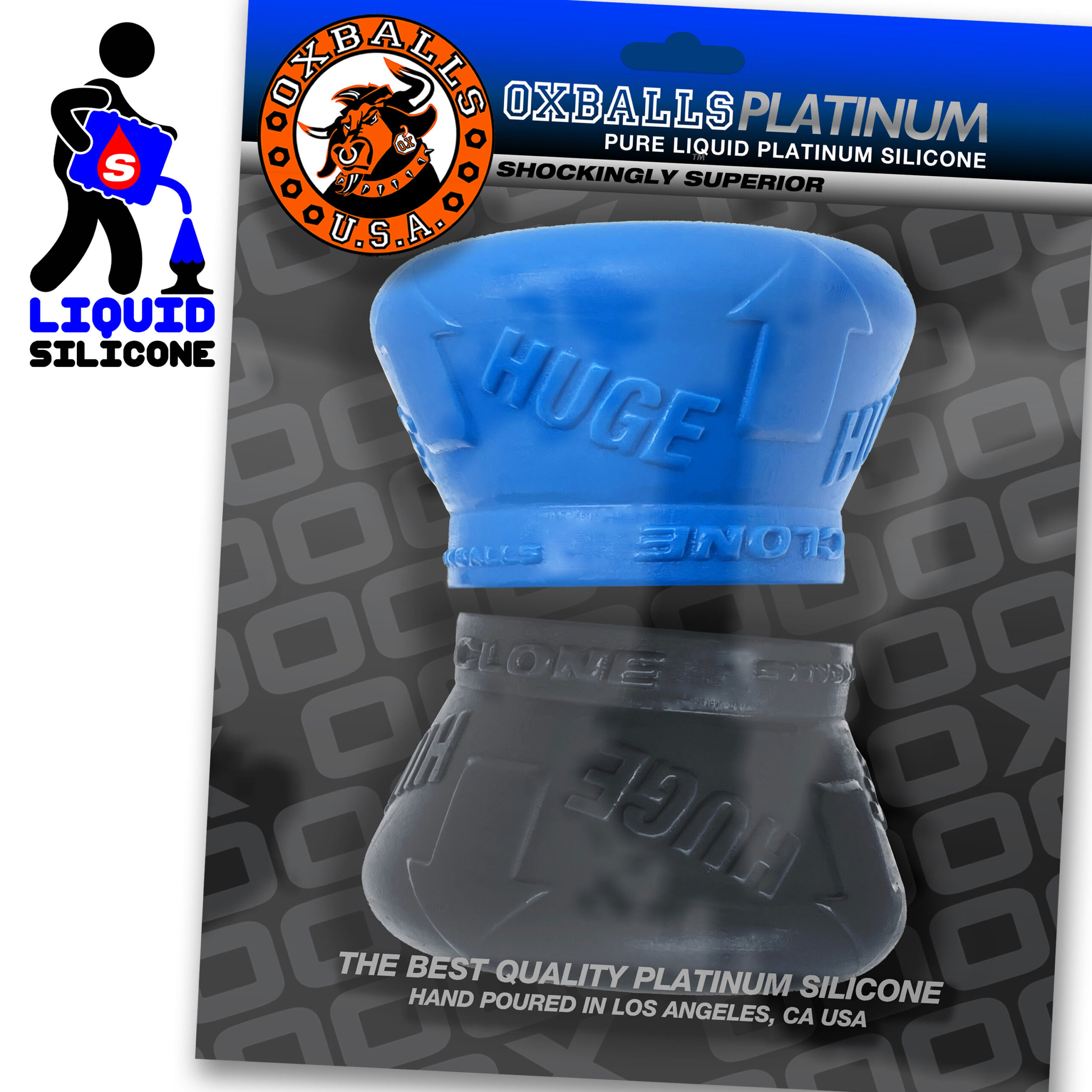 Clone Duo Huge - 2-Pack Ballstretcher - Pool Blue / Black