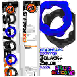 Gearheads 5 Pack Spinner Rings - Blue Black