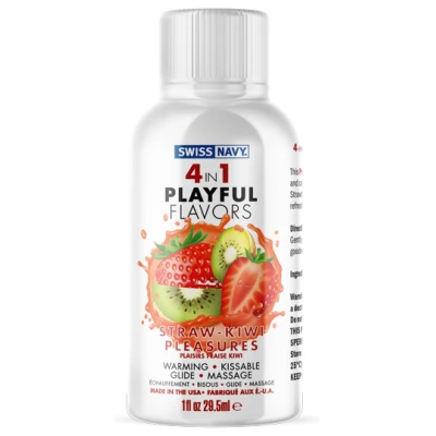 Swiss Navy 4-in-1 Playful Flavors - Strawberry Kiwi Pleasures - 1 Fl. Oz.