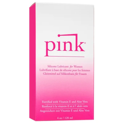 Pink 4oz Glass Bottle Silicone Lubricant