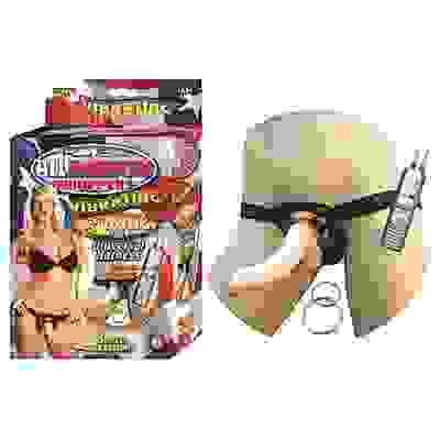 All American Whoppers Vibrating 8" Dong With Unversal Harness - Light