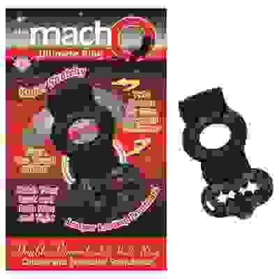 The Macho Collection Double Power Cock and Balls Rising - Black