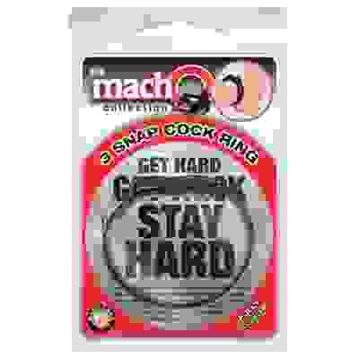 The Macho Collection 3-Snap Cock Ring - Black