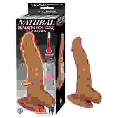 Natural Realskin Hot Cock Curved 7 Inch - Brown