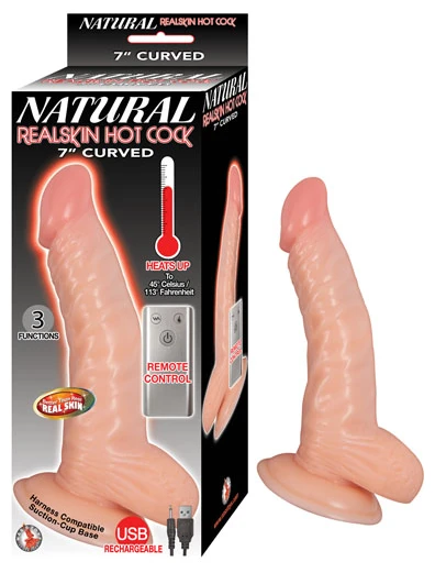 Natural Realskin Hot Cock Curved 7 Inch - Flesh