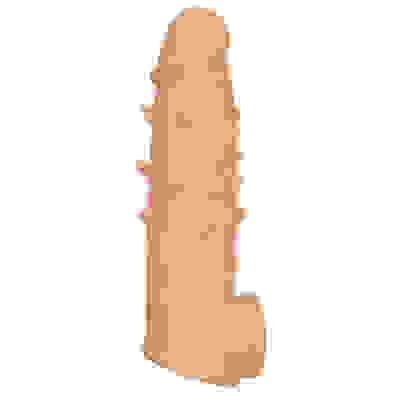 Natural Realskin Spiked Vibrating Penis Xtender - White