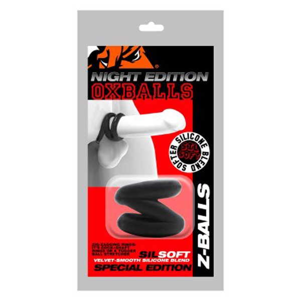 Z-Balls Zig-Zag Cockring Ballstretcher - Black