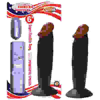 Afro American Whoppers 6 Inch Vibrating Dong With Bullet - Brown