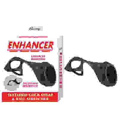 Enhancer Textured Cock Strap and Ball Stretcher - Black