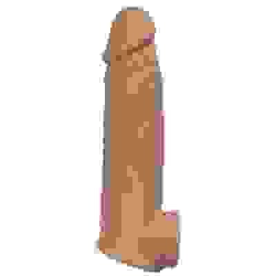 Natural Realskin Vibrating Penis Xtender - Brown
