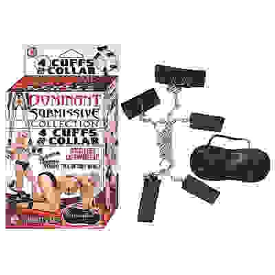 Dominant Submissive 4 Cuffs and Collar - Black