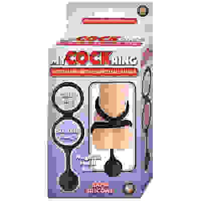 My Cock Ring Scrotum Ring With Weighted Ball Banger - Black