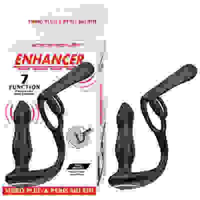 Enhancer Vibro Plug and Penis Sheath - Black