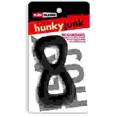 Boomerang Double-Ring Cockring & Nut-Tugger Black