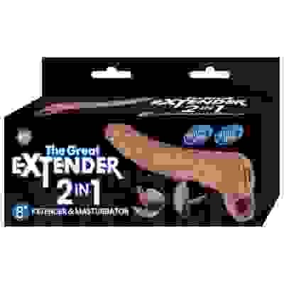 The Great Extender 2 in 1 8" Extender & Masturbator Brown
