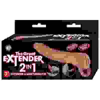 The Great Extender 2 in 1 7" Extender & Masturbator Brown