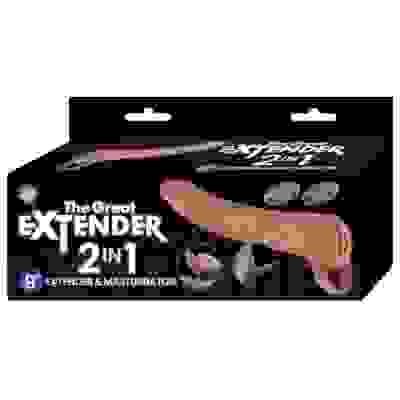 The Great Extender 2 in 1 9" Extender & Masturbator Brown
